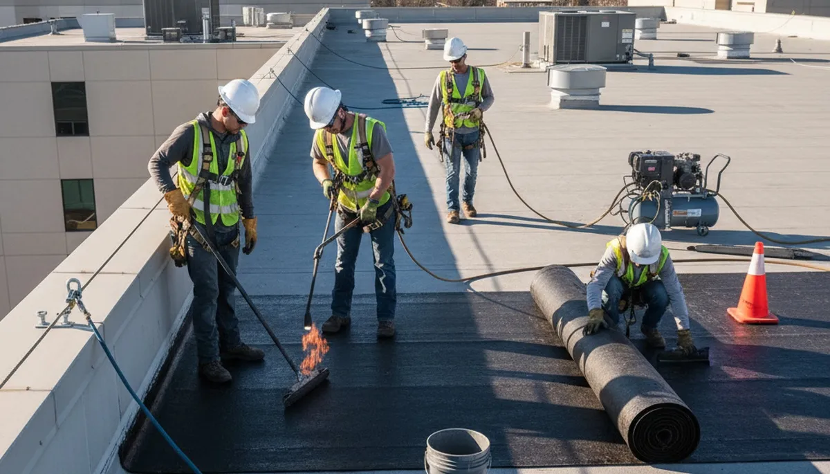 Houston, TX commercial roofing service by FX Remodeling & Exteriors for storm-ready business protection