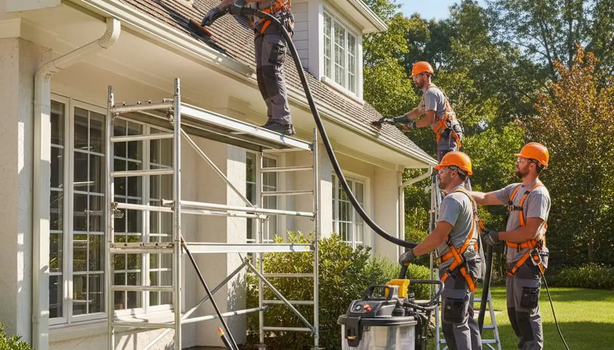 Houston, TX gutter cleaning service by FX Remodeling & Exteriors for safer, clean home drainage