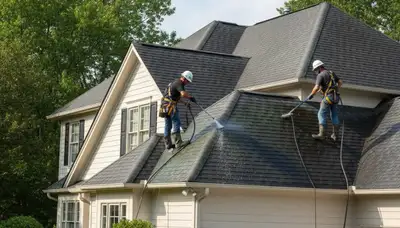 Roof cleaning service in Houston, TX for removing algae, mold, and grime from roofs