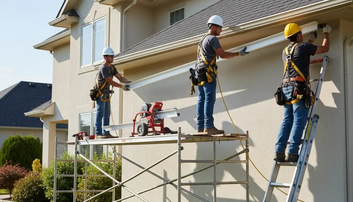Houston seamless gutters installed on a home to improve drainage and protect against heavy rain.